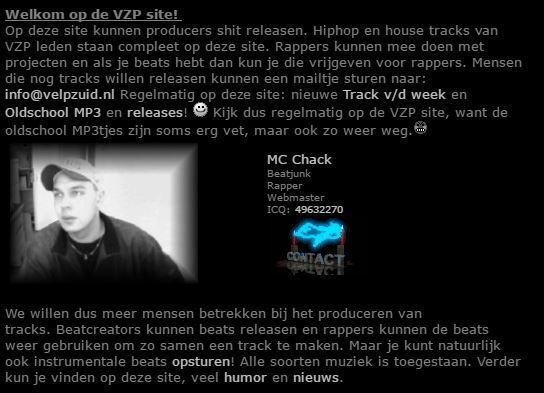 Screenshot velpzuid website 2001